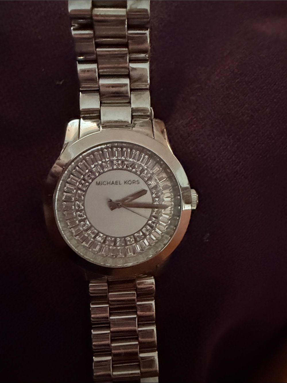 Michael Kors Silver Crystal-Accented Round Dial Bracelet Watch MK6531